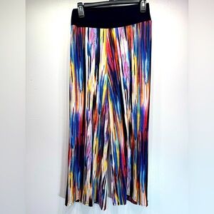Multicolored Stripe Wide Leg Cropped Ankle Length Palazzo Pants Petite Large